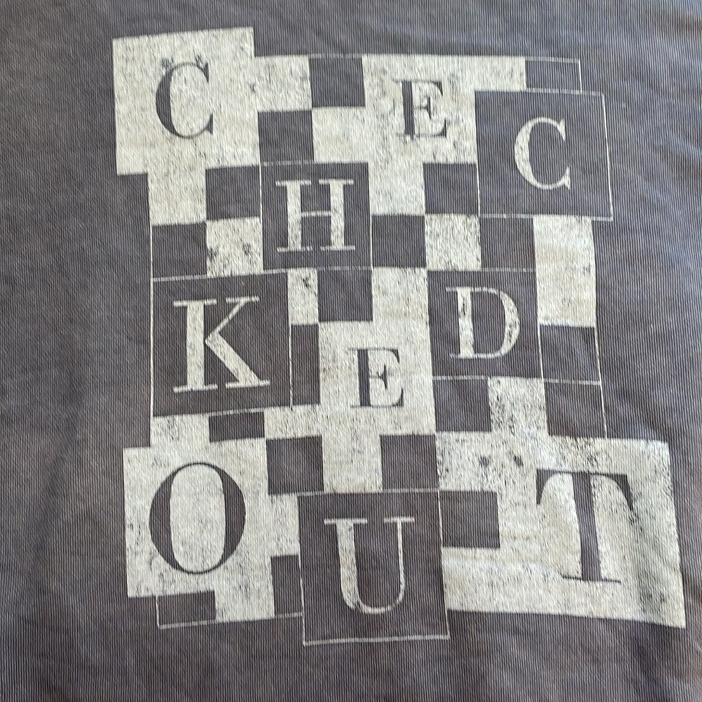 AERIE Down-To-Earth Crewneck Sweatshirt Checked Out Faded Blue Ribbed Oversize S - Picture 7 of 15